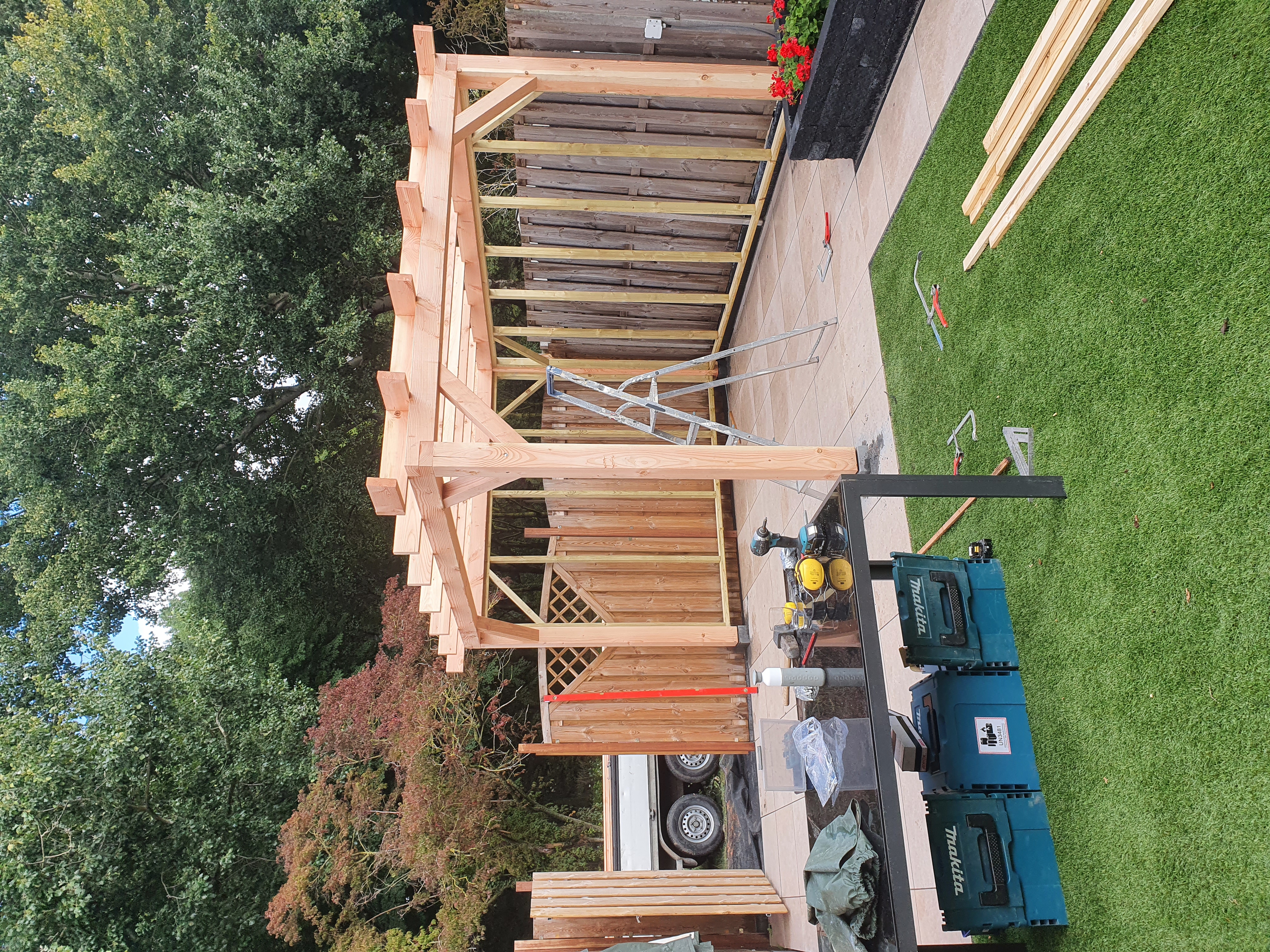 Maatwerk tuinhuis, Blokhut, Douglas, overkapping, zithoek, tuinhuis